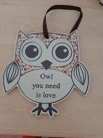 Décoration à pendre  hibou plaque bois, Enlèvement, Bois