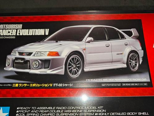 Tamiya Mitsubishi Lancer Evolution V TT-02 NIB, Hobby en Vrije tijd, Modelbouw | Radiografisch | Auto's, Nieuw, Auto onroad, Elektro