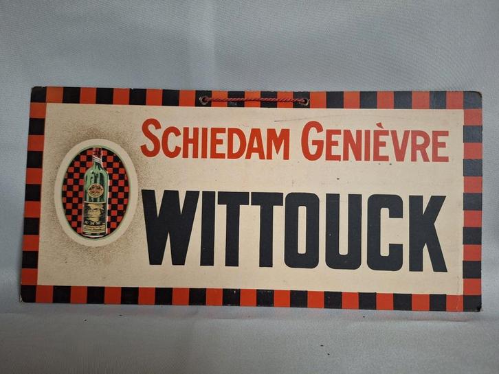 Reclame bord jaren 30 Schiedam Genièvre Wittouck, Verzamelen, Merken en Reclamevoorwerpen, Gebruikt, Reclamebord, Ophalen of Verzenden