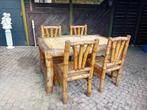 Massief bamboe tuinset, Tuin en Terras, Tuinsets en Loungesets, Ophalen, 4 zitplaatsen, Gebruikt, Rotan
