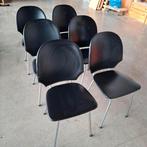 6x vintage stoelen in zwarte skai!, Huis en Inrichting, Ophalen, Gebruikt
