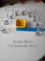 Ricard glazen 'le verre allongé' + kommetje H = 9,50 D = 5,5, Verzamelen, Glas en Drinkglazen, Ophalen, Zo goed als nieuw, Borrel- of Shotglas