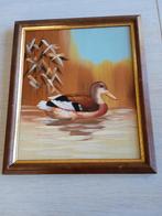 vintage houten kader met geschilderde eend in, Enlèvement ou Envoi, Comme neuf