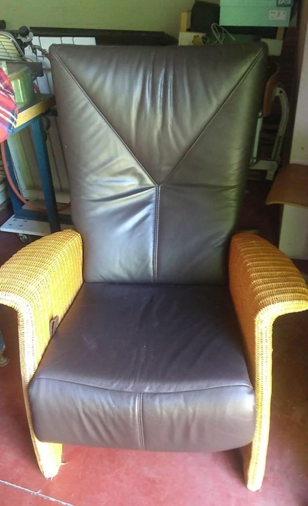 zetel 1 persoon leder riet, Huis en Inrichting, Zetels | Zetels, Eenpersoons, Leer, Riet of Rotan, Ophalen