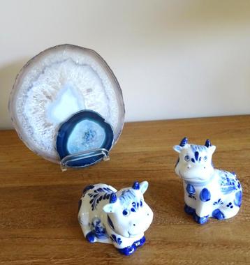Blue Delft, koetjes: handbeschilderd peper en zout setje beschikbaar voor biedingen