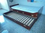 1 persoonsbed met uitschuifbaar 2de bed In massief hout, Huis en Inrichting, Ophalen, Bruin, Zo goed als nieuw, 200 cm