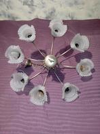 Luster - kroonluchter met 8 lichtpunten (kapjes in glas), Enlèvement, Utilisé, Verre