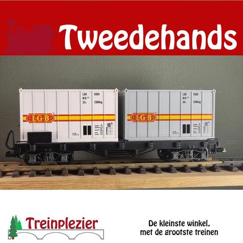 LGB 4069 G Containerwagon met 2 containers, Hobby en Vrije tijd, Modeltreinen | Overige schalen, Gebruikt, Wagon, Gelijkstroom