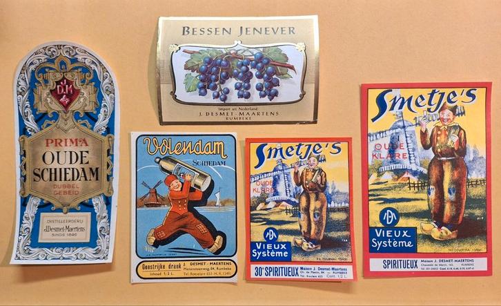 Oude Genever etiketten Desmet Maertens Rumbeke, Verzamelen, Merken en Reclamevoorwerpen, Zo goed als nieuw, Verpakking, Ophalen of Verzenden