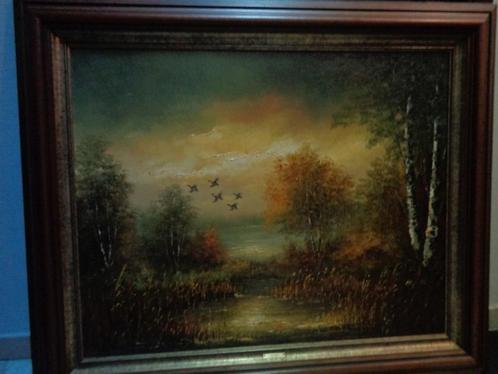 *Grote prachtige gesigneerde schilderij met zéér mooie kader, Antiek en Kunst, Kunst | Schilderijen | Klassiek, Ophalen