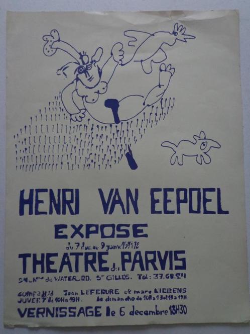 zeefdruk Henri Van Eepoel voor tentoonstelling 1971-1972, Antiek en Kunst, Kunst | Litho's en Zeefdrukken, Ophalen of Verzenden