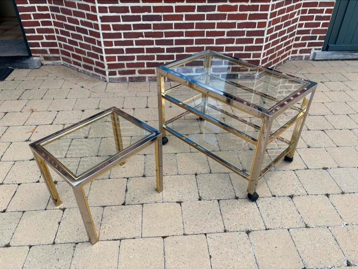 2x Belgo Chrom salon/ bijzet tafel, Huis en Inrichting, Tafels | Salontafels, Zo goed als nieuw, 50 tot 75 cm, 50 tot 100 cm, 50 tot 100 cm