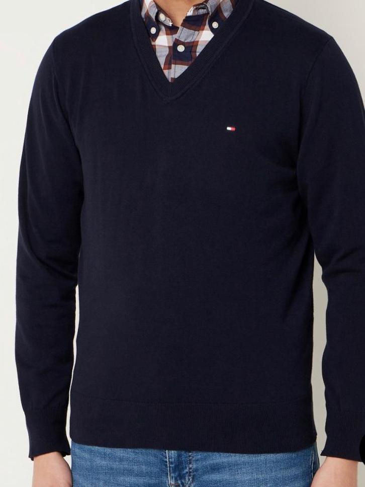 Tommy Hilfiger v neck sweater / trui / pull, Kleding | Heren, Truien en Vesten, Gedragen, Maat 48/50 (M), Blauw, Ophalen of Verzenden