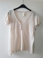 Top korte mouwen M linnen, Comme neuf, Beige, Manches courtes, Taille 38/40 (M)