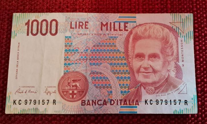 billet 1000 lires Italie "Maria Montessori" 1990 parfait, Timbres & Monnaies, Billets de banque | Europe | Billets non-euro, Italie
