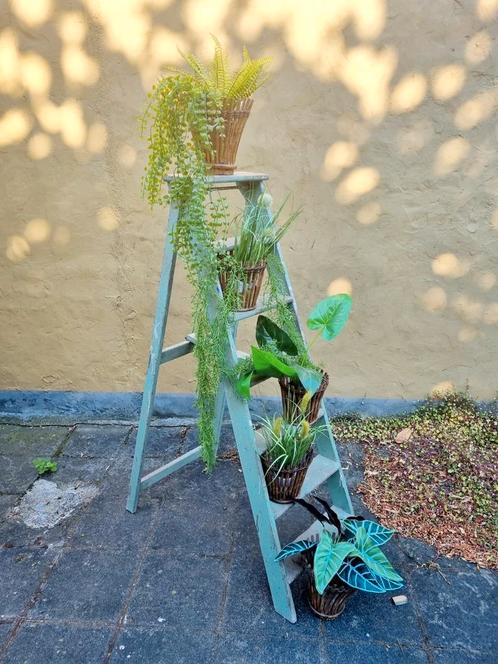 Brocante houten schildersladder., Jardin & Terrasse, Accessoires mobilier de jardin, Comme neuf, Enlèvement