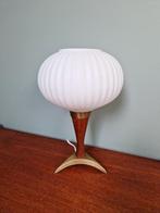 Scandinavische tafellamp in teakhout, gesatineerd glas, 1960, Antiek en Kunst, Ophalen of Verzenden