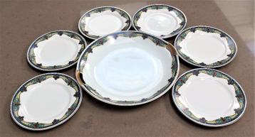 porcelein langenthal suisse 6 dessert borden en 1 taartbord, Enlèvement ou Envoi, Comme neuf, Assiettes(s)