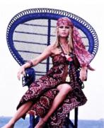 Fuchsia Paisley zijden sjaaltje Brigitte Bardot boho style, Zijden foulard, Gebruikt, Ophalen of Verzenden
