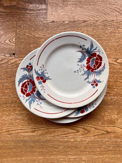 Set van 4 borden Nimy art deco spuitdecor retro, Antiek en Kunst, Antiek | Servies los, Ophalen of Verzenden