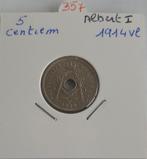 Albert I 5 centimes 1914 vl in prachtige staat, Postzegels en Munten, Munten | België, Verzenden