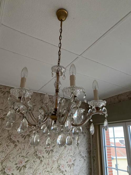 Ancien lustre cristal, Huis en Inrichting, Lampen | Kroonluchters, Zo goed als nieuw, Ophalen