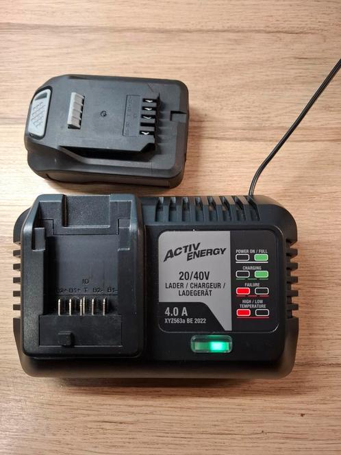 Activ Energy 20/40V Lader + Accu, Doe-het-zelf en Bouw, Gereedschap | Machine-onderdelen en Toebehoren, Zo goed als nieuw, Ophalen