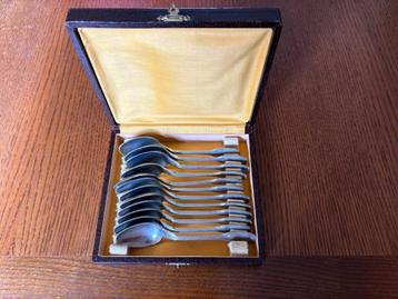 Vintage set van 12 verzilverde koffielepels beschikbaar voor biedingen