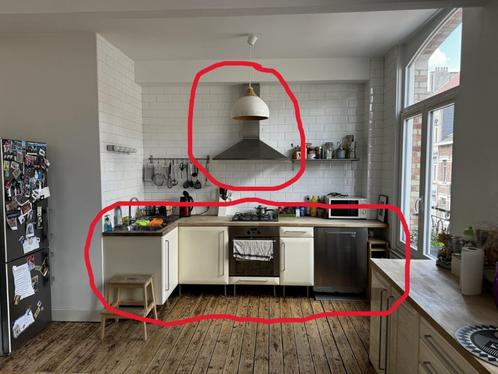 Gratis eten, kom om te ontmantelen en mee te nemen, Huis en Inrichting, Keuken | Complete keukens, Gebruikt, Hoekkeuken, Wit, Hout
