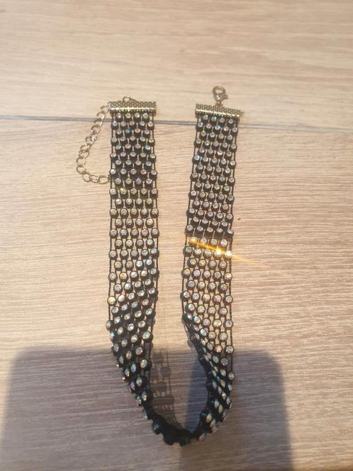 Feestelijk halssnoer in strass, Handtassen en Accessoires, Kettingen, Gebruikt, Ophalen of Verzenden