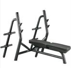 Professionele Technogym Flat Bench + Olympische halterstang, Sport en Fitness, Fitnessmaterialen, Ophalen, Gebruikt, Buik, Fitnessbank