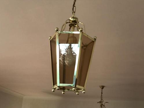 Lustre style lanterne 1 ampoule, très bon état., Huis en Inrichting, Lampen | Kroonluchters, Zo goed als nieuw, Glas, Metaal, Ophalen of Verzenden