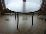 table ronde MDF cérusé 110cm, 100 tot 150 cm, 100 tot 150 cm, Rond, Vier personen