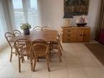 Vintage rotan eettafel, stoelen en dressoir, Huis en Inrichting, Ophalen, Gebruikt, Rotan, 6 tot 8 stoelen