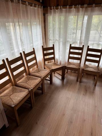 6 massief eiken stoelen rieten zit in (zeer) goede staat beschikbaar voor biedingen
