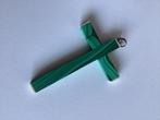 croix/pendentif vintage en malachite, Bijoux, Sacs & Beauté, Pierre ou Minéral, Enlèvement ou Envoi, Comme neuf, Vert