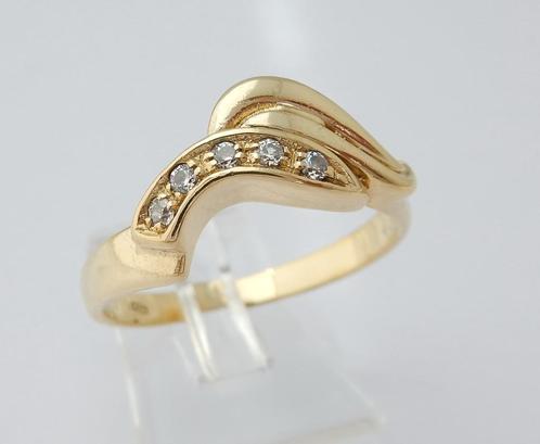 Grote 18 karaat Gouden Ring Damesring witte Saffieren M19.25, Bijoux, Sacs & Beauté, Bagues, Neuf, Femme, 19 à 20, Or, Or, Avec pierre précieuse