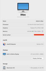iMac 5k 2019 i5 3,1 GHz 40 GB RAM Fusion-schijf van 1 TB, Computers en Software, Apple Desktops, Ophalen, HDD en SSD, 32 GB, IMac