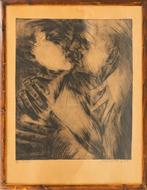 Jacques Boonen  1911 - 1968  Ets  De Kus, Antiek en Kunst, Kunst | Etsen en Gravures, Ophalen