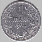 België 1 franc zilver, 1904  Nederlands -KONING DER BELGEN, Zilver, Ophalen of Verzenden, Zilver, Losse munt