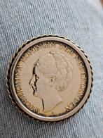 2 1/2 Gulden zilver 1930 in zilver montuur broche, Verzenden, Zilver