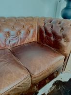 Chesterfield set – 3-zit + 1-zit – echt leder,vintage patina, Ophalen