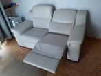 Lederen 2-zit zetel, creme wit, 1 kant relax, Huis en Inrichting, Ophalen, Zo goed als nieuw