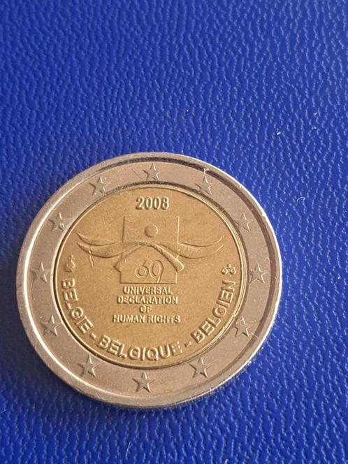 2008 België 2 euro 60 jaar Declaration of Human Rights, Postzegels en Munten, Munten | België, Losse munt, Metaal, Verzenden