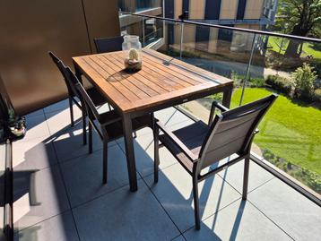 Bristol teak tuintafel met 4 stoelen, Tuin en Terras, Ophalen, Gebruikt