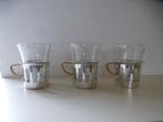 3 THEEGLAZEN  + SCHOTELTJE MET 5 THEEGLAASJES, Huis en Inrichting, Keuken | Servies, Ophalen of Verzenden, Zo goed als nieuw, Glas