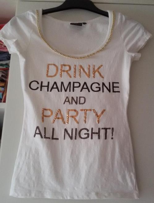 Tshirt korte mouw-wit-met tekst Champagne-maat S-Coolcat, Kleding | Dames, T-shirts, Zo goed als nieuw, Maat 36 (S), Wit, Korte mouw