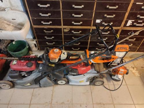 Lot tuinmachines, haagscharen, bosmaaiers, Tuin en Terras, Grasmaaiers, Gebruikt, Benzine-grasmaaier, 40 t/m 49 cm, Cirkelmaaier