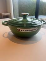 Le Creuset braadpan 24 cm bamboo green, Ophalen, Gietijzer, Nieuw, Keramische plaat