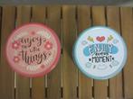 Kleine ronde blikken doos met spreuk, Verzamelen, Ophalen of Verzenden, Nieuw